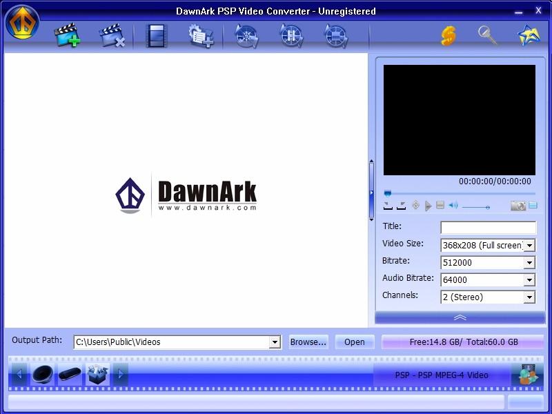 DawnArk PSP Video Converter,PSP视频格式转换器,视频转换